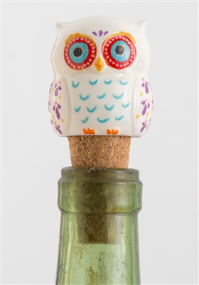 White Ceramic Owl Bottle Stopper by Natural Life ~