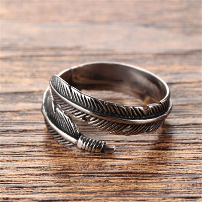 Festival Vibes Adjustable Feather Ring ~