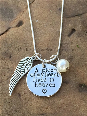 A Piece of My Heart Lives In Heaven Necklace ~
