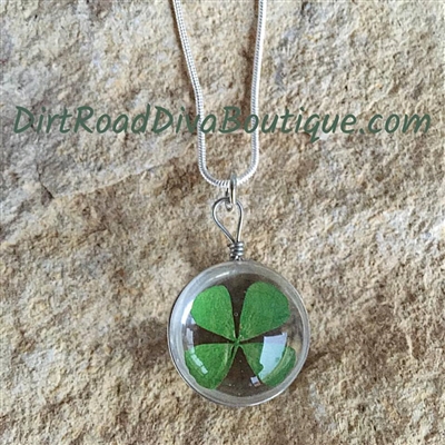 Lucky Me 4 Leaf Clover Shamrock Necklace ~