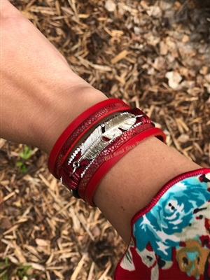 Pagosa Feather Bracelet in Red  ~